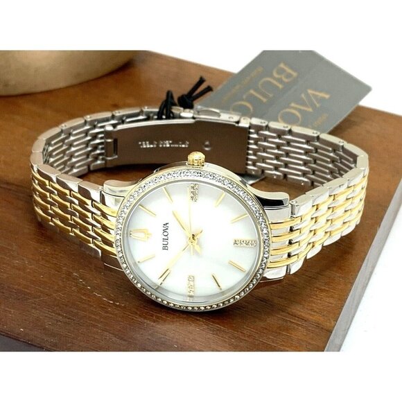 Bulova Women's Watch 98X118 Quartz Mother of Pearl Dial Two Tone Steel 3… - Picture 7 of 13